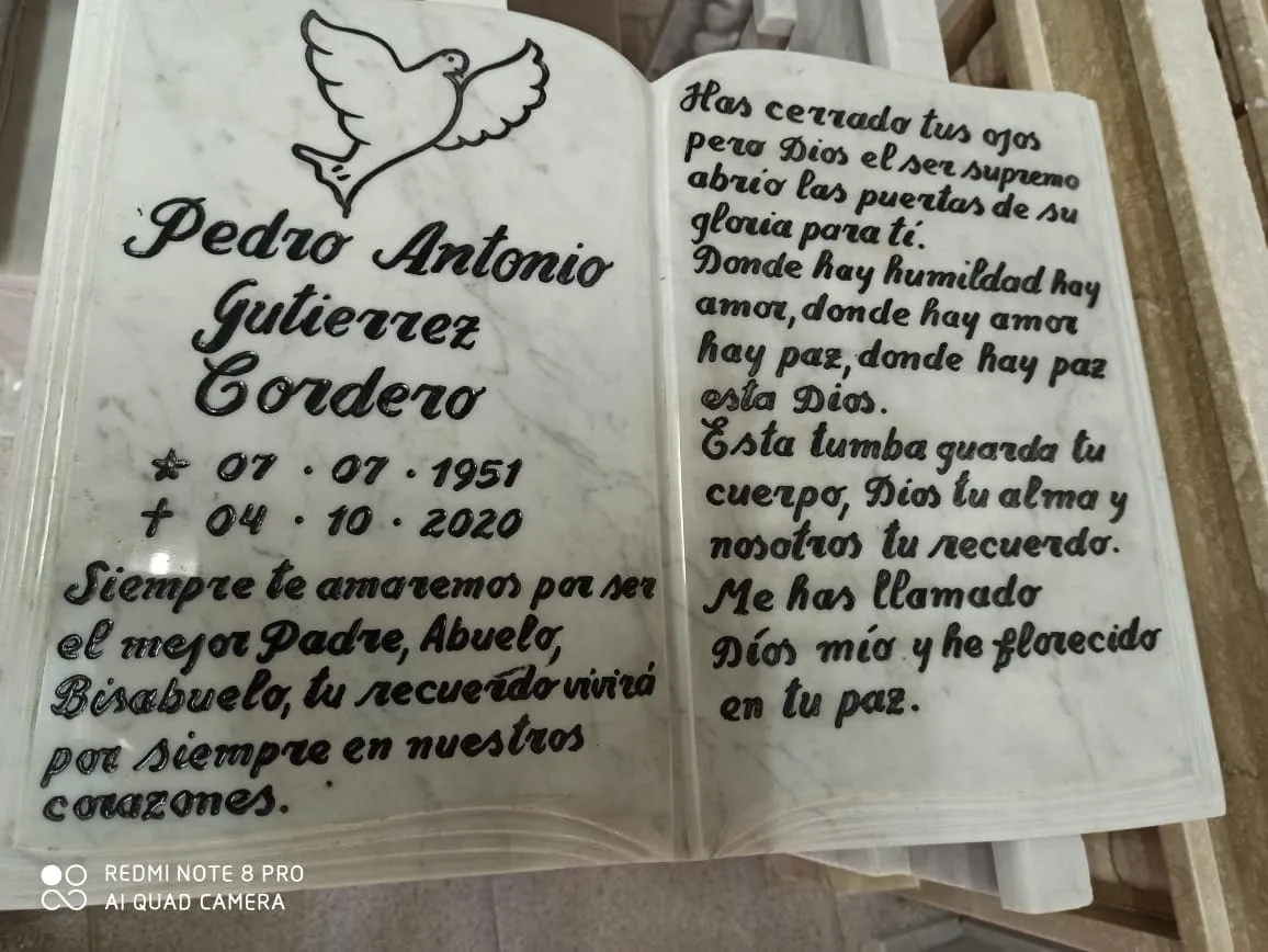 Trabajo en mármol realizado por Cat any — Libros y placas